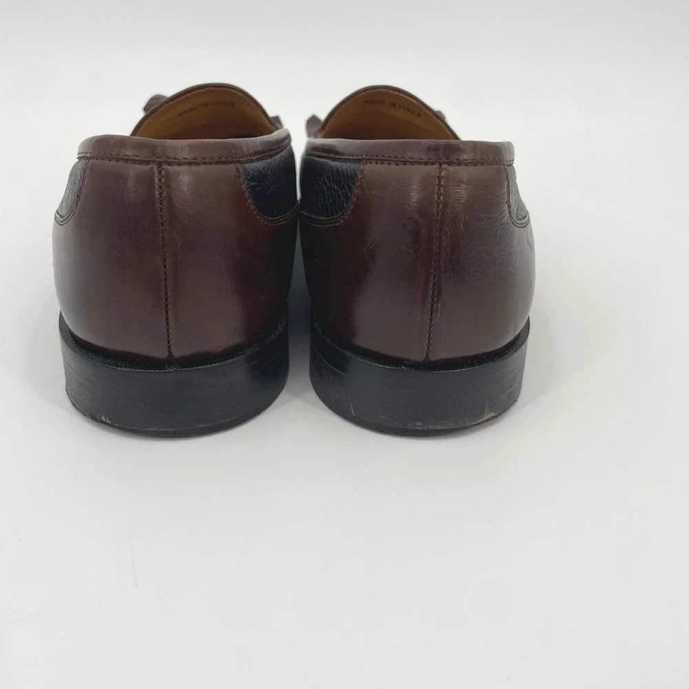 Johnston & Murphy Loafers Mens 10.5 M Brown‎ Black Leather Kiltie Tassel Vintage